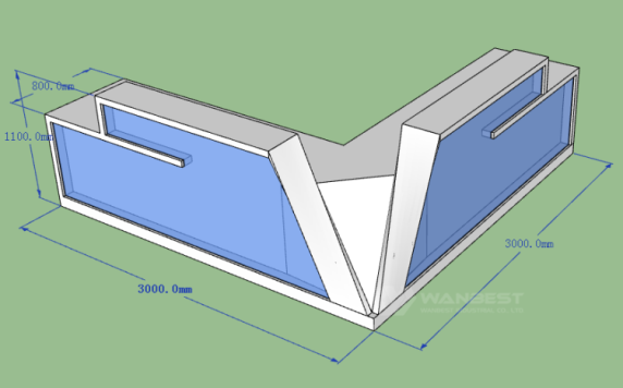 Led Lighting Reception L Shape Counter Custom Design