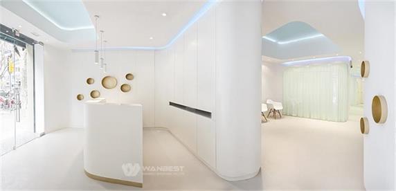 dental reception desk high gloss white stone