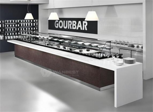 I shape Modern Artificial Stone Bar Counter with Glass cabinet