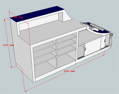 Shoe store reception counter with cabinet