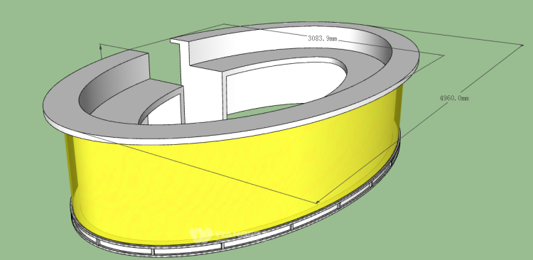 The whole sight bar counter 3D drawing 