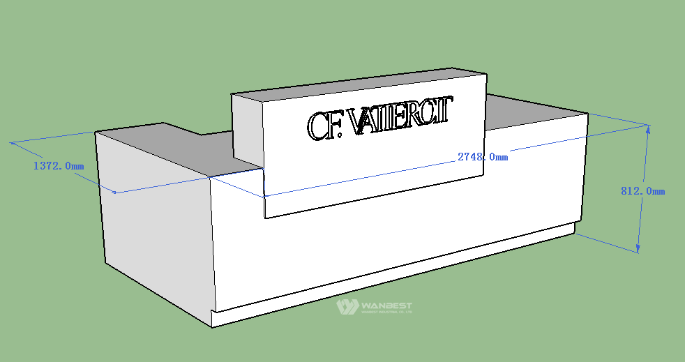 The front of reception desk 3d drawing 