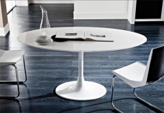 White Big Roung Stone Restaurant Tables And Chairs