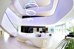 Circular white marble reception office design counter