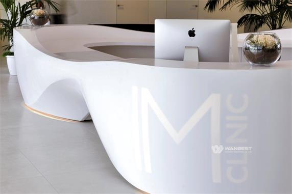 Circular white marble reception office design counter