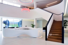 Circular white marble reception office design counter