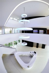 Circular white marble reception office design counter