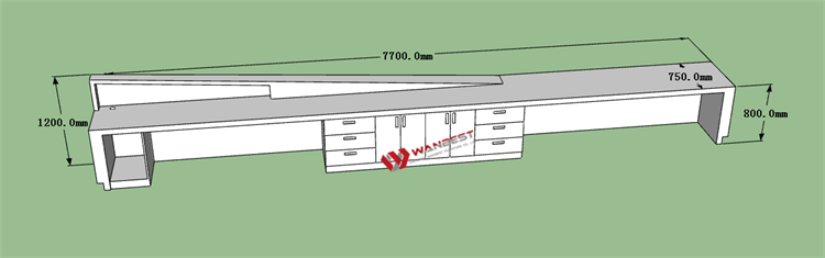 The behind of reception desk 3D drawing 