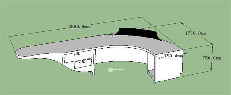Reception desk  3D drawing- behind