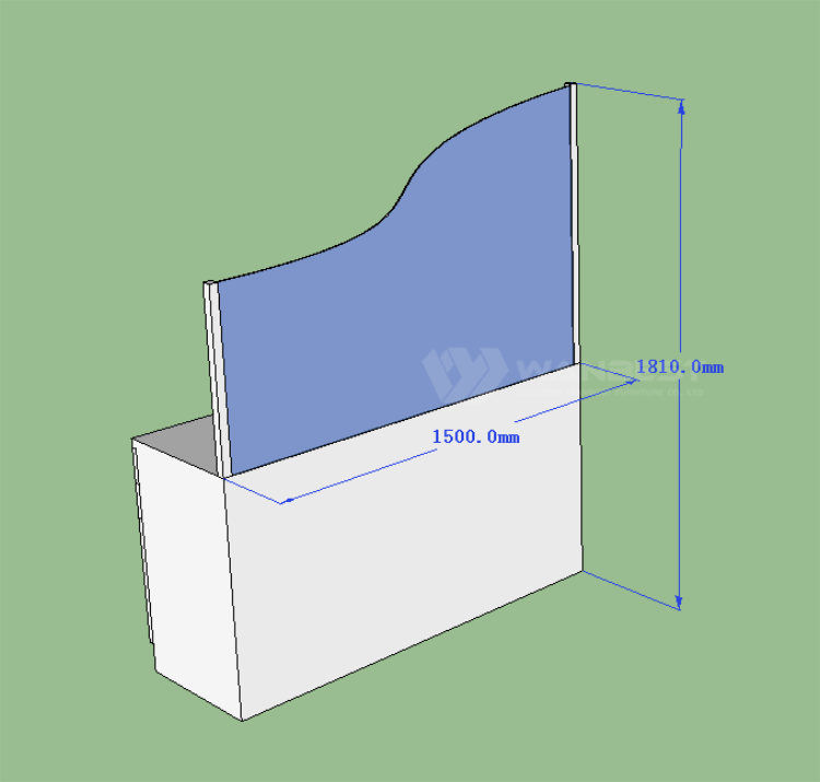 office desk 3D drawing -behind 