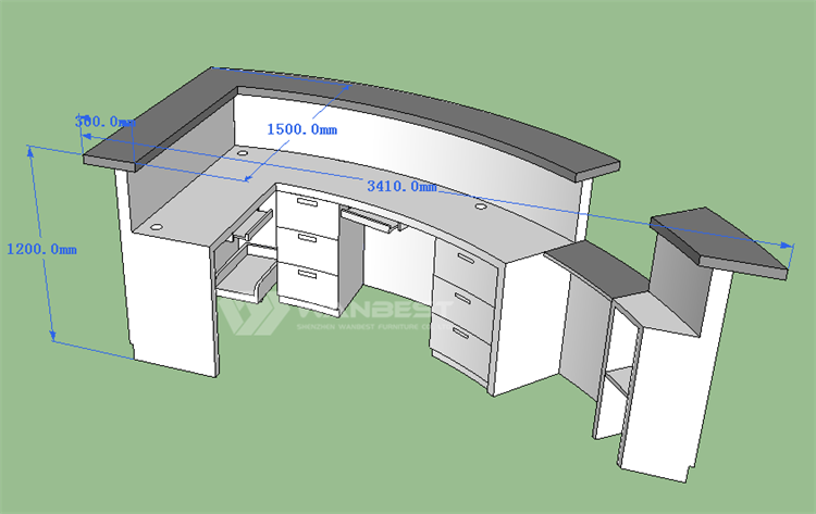 reception desk 3D drawing-behind 