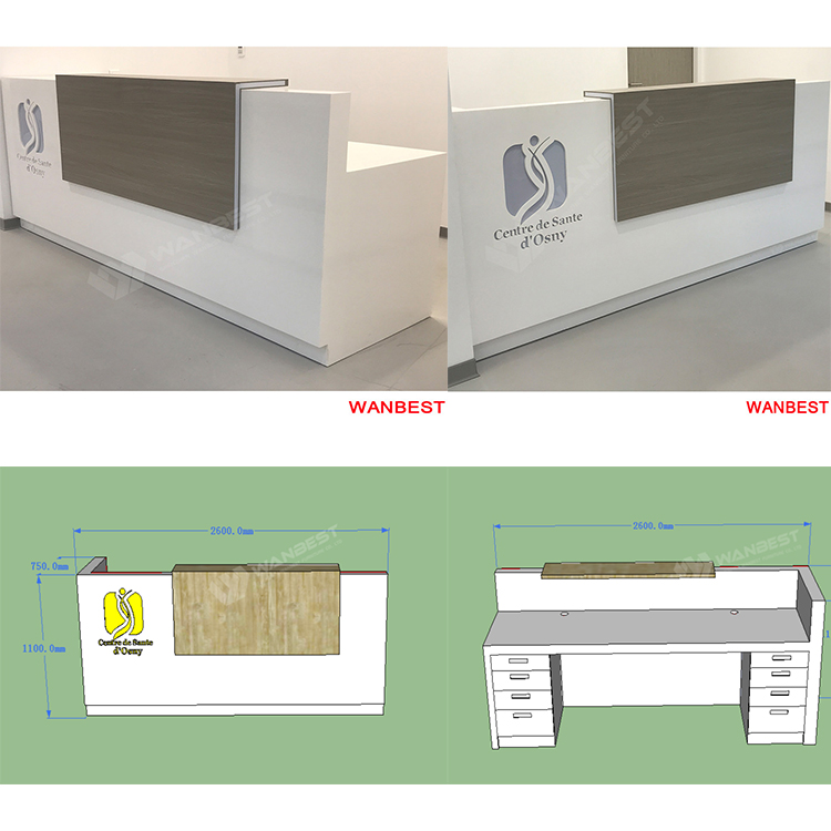 White Reception desk with beautiful LOGO