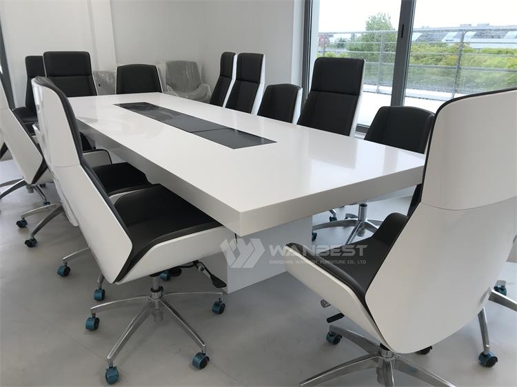 The side of corian conference table 