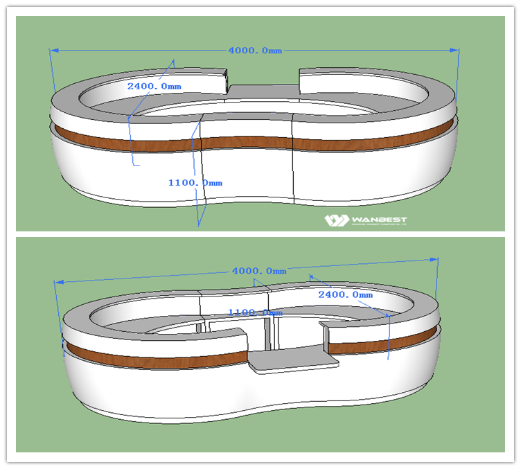 Reception desk 3D drawing 