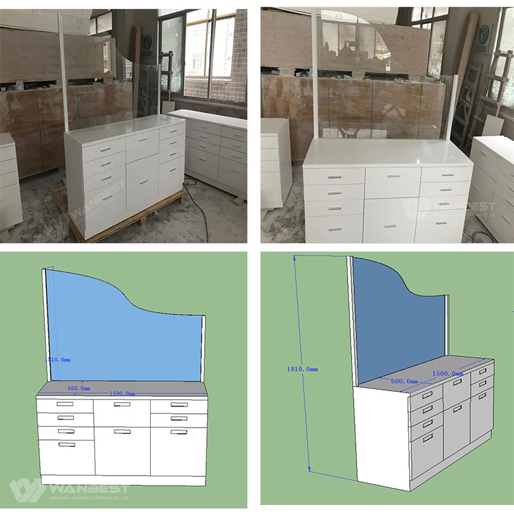 Office desk with tempered glass 