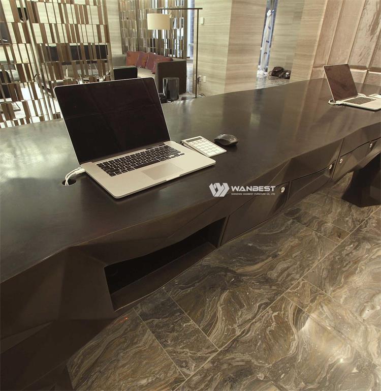 The details of black reception desk 