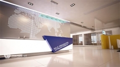 A modern and fashionable corian reception desk for company