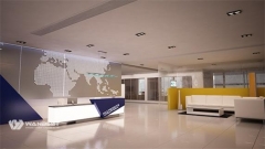 A modern and fashionable corian reception desk for company