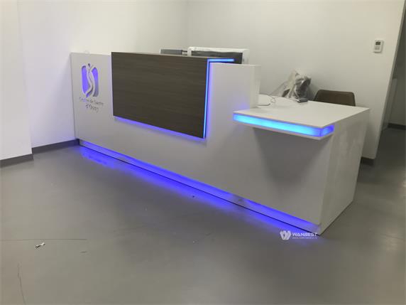 The manager's office  long reception desk with LOGO LED