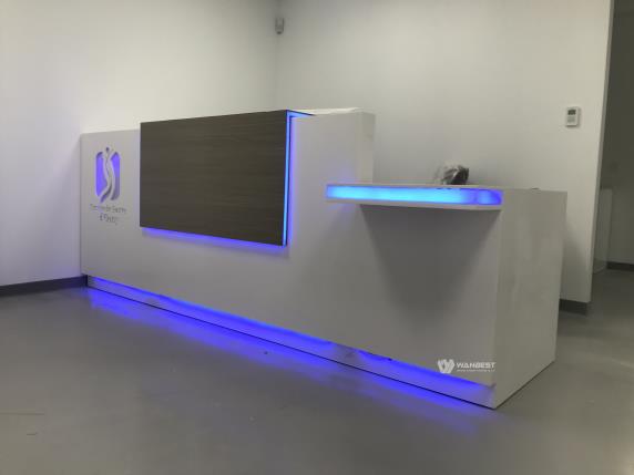 The manager's office  long reception desk with LOGO LED