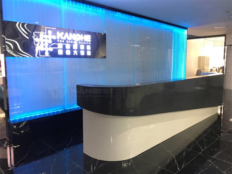 white and black Reception desk