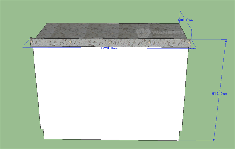 Kitchen counter 3D drawing- behind 