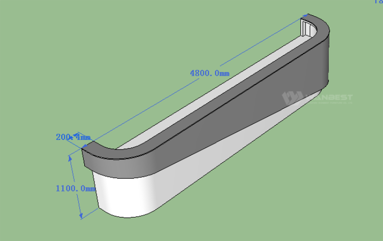 The side of front desk 3D drawing-side 