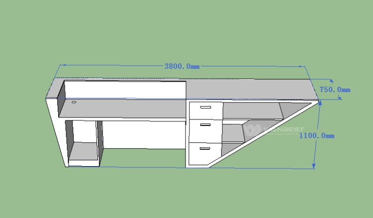 3D drawing of corian desk 