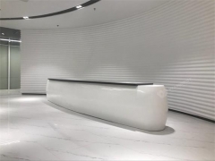 Elliptical straight corian white grey reception desk