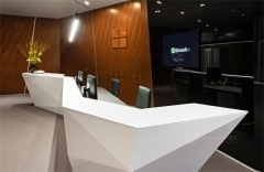Z shape artificial stone white salon reception desk