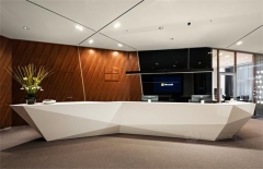 Z shape artificial stone white salon reception desk