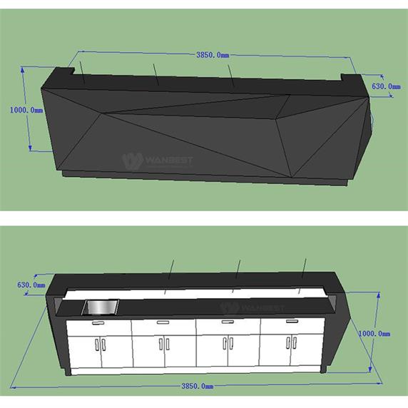 Modern Black matte artificial stone bar counter with LED