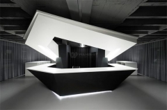 Modern Round design  Black White Reception Desk with LED