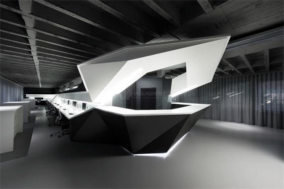 Modern Round design  Black White Reception Desk with LED