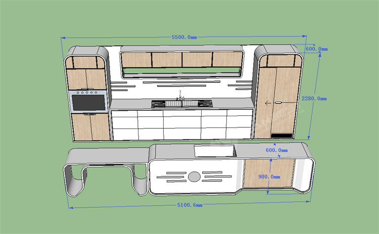 3D drawing of Kitchen counter 