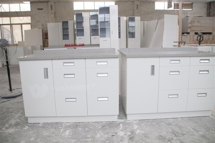 Small kitchen counter with grey quartz top