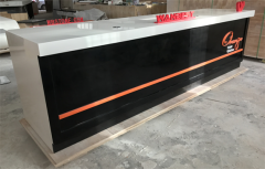 Restaurant corian straight  bar counter custom design with logo