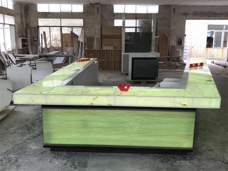 Large U shape RGB lighting comercial corian bar counter 