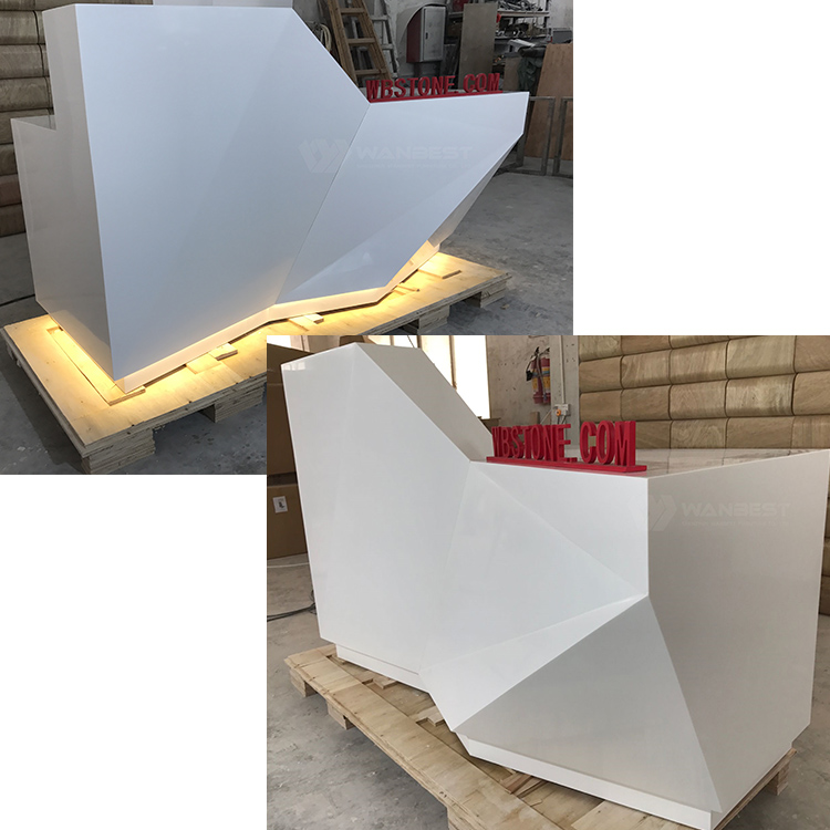 white LED lighting corian reception desk