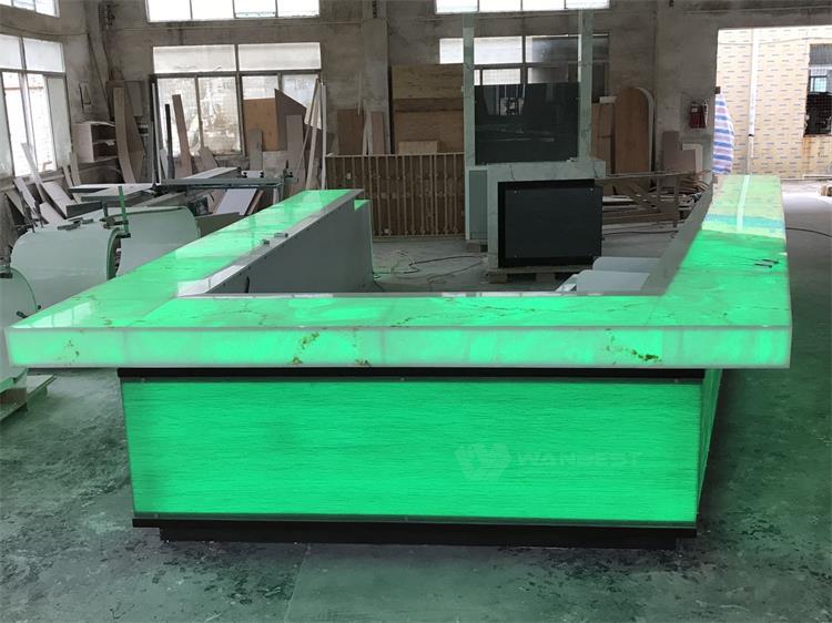 Green LED lighting corian bar counter 