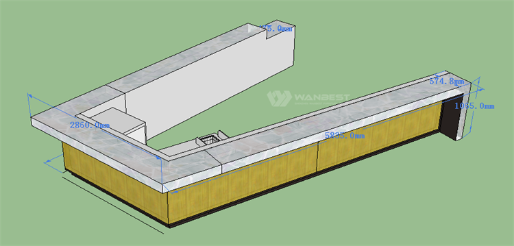 U shape bar counter 3d drawing 