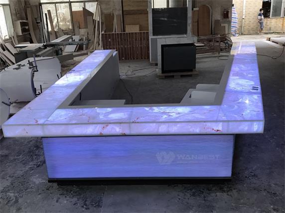 Large U shape RGB lighting comercial corian bar counter