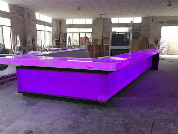 Large U shape RGB lighting comercial corian bar counter