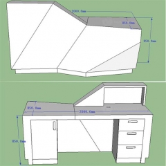 Diamond one seat white LED lighting corian reception desk