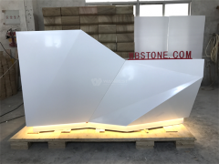 Diamond one seat white LED lighting corian reception desk