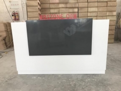 L shape white black solid surface luxury reception desk