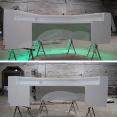 LED lighting large white elegant solid surface reception desk