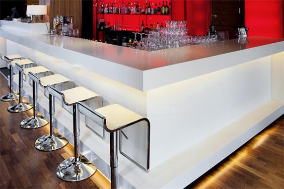 White Corian Stone Led Lighting Bar Counter For Sale