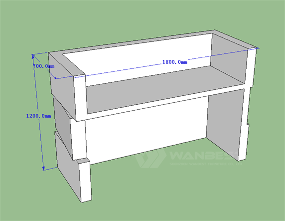 Three Block White Corian LED Lighting Reception Desk