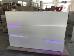 Three Block White Corian LED Lighting Reception Desk